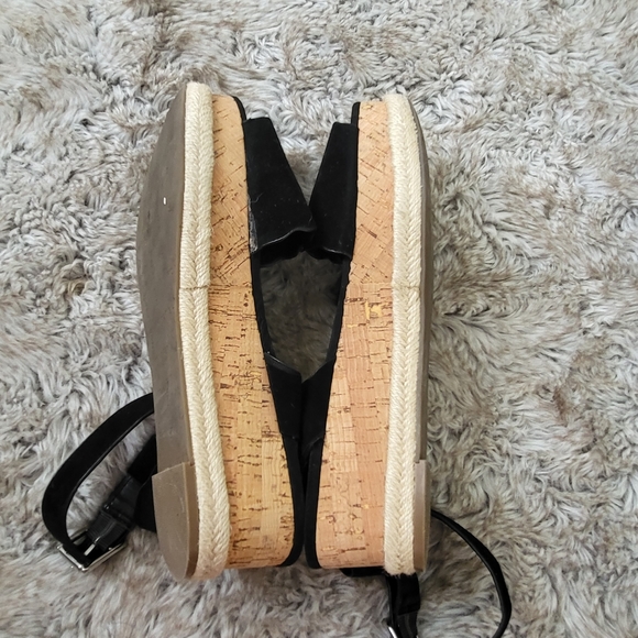 Marc Fisher Faitful Black Leather Platform Espadrille Sandals Size 10 - Picture 8 of 10